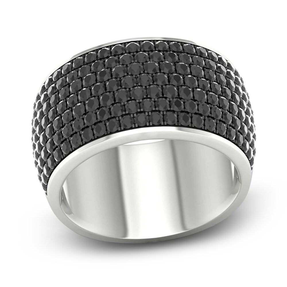 Men's Black Diamond Ring 2 ct tw Round 10K White Gold cZnLN1yY