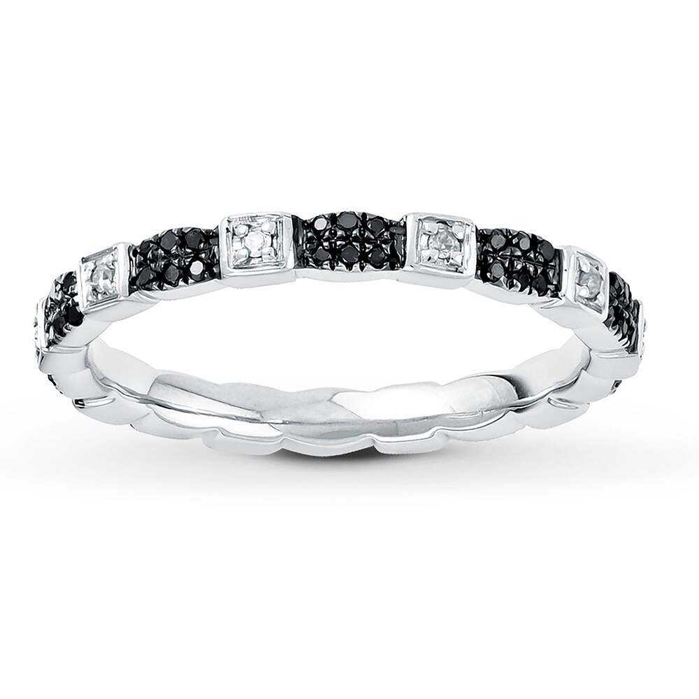 Black & White Diamond Stackable Ring 1/4 ct tw Sterling Silver chKPibDv