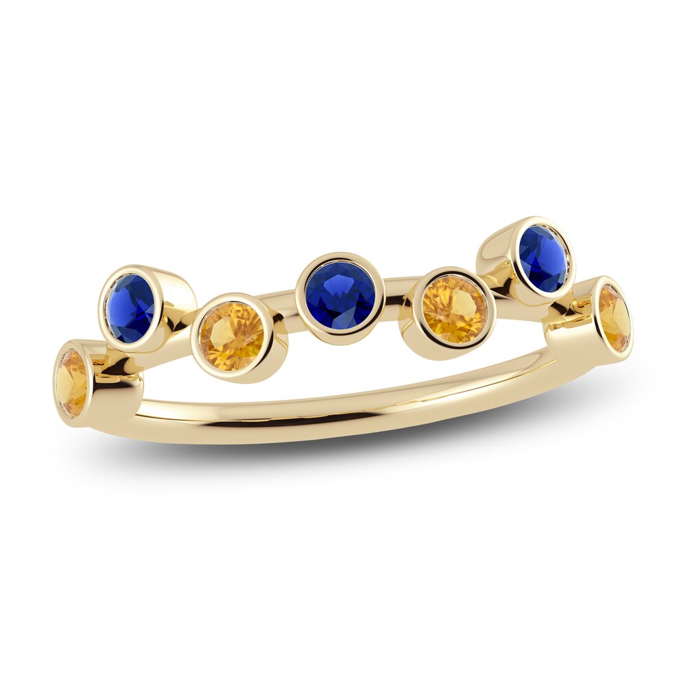 Juliette Maison Natural Blue Sapphire & Natural Citrine Ring 10K Yellow Gold cjXNQv4f
