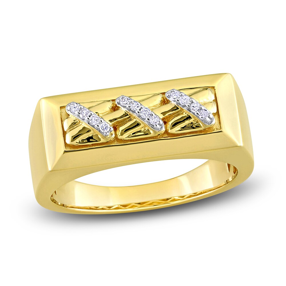 Men's Diamond Ring 1/20 ct tw Round 14K Yellow Gold ckxwcI3v