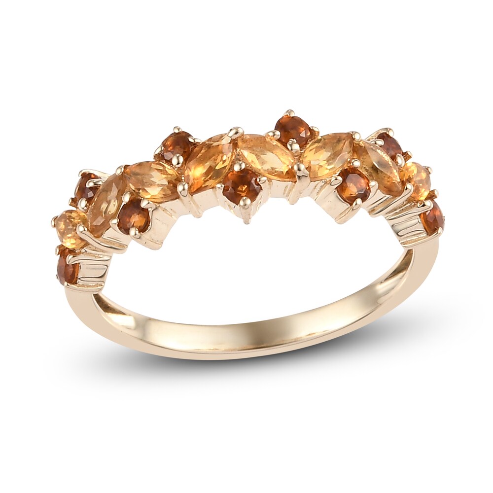 Natural Citrine Anniversary Ring 14K Yellow Gold cvdVH4JF