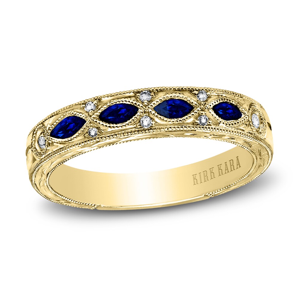 Kirk Kara Natural Blue Sapphire Anniversary Band Diamond Accents 14K Yellow Gold cw3KxdrZ