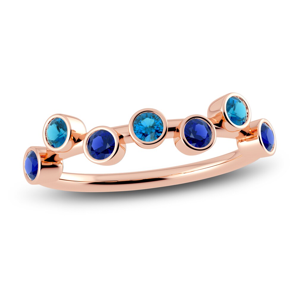 Juliette Maison Natural Blue Zircon & Natural Blue Sapphire Ring 10K Rose Gold cwCskjJn
