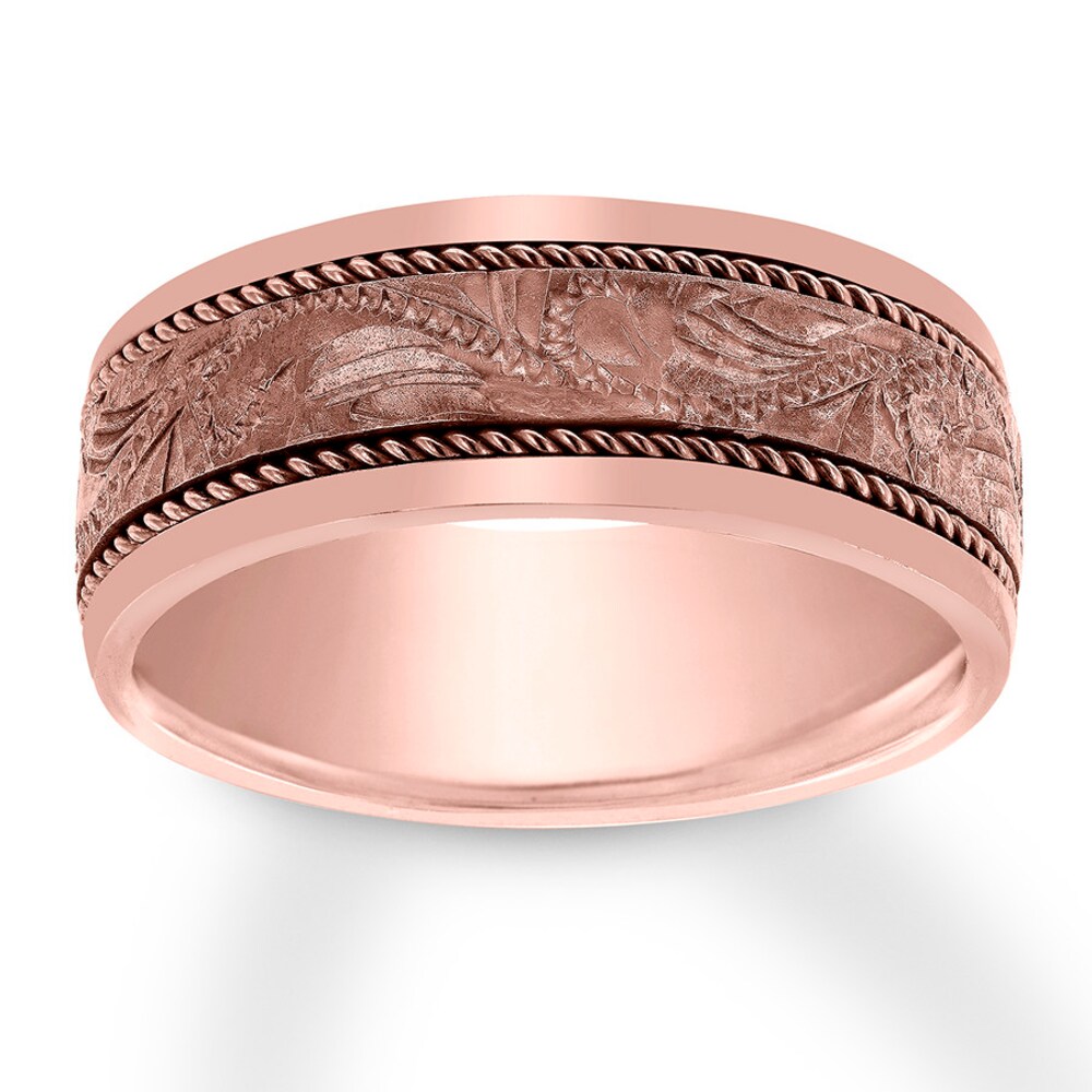 Men's Wedding Band 14K Rose Gold 8mm dBVfdioW