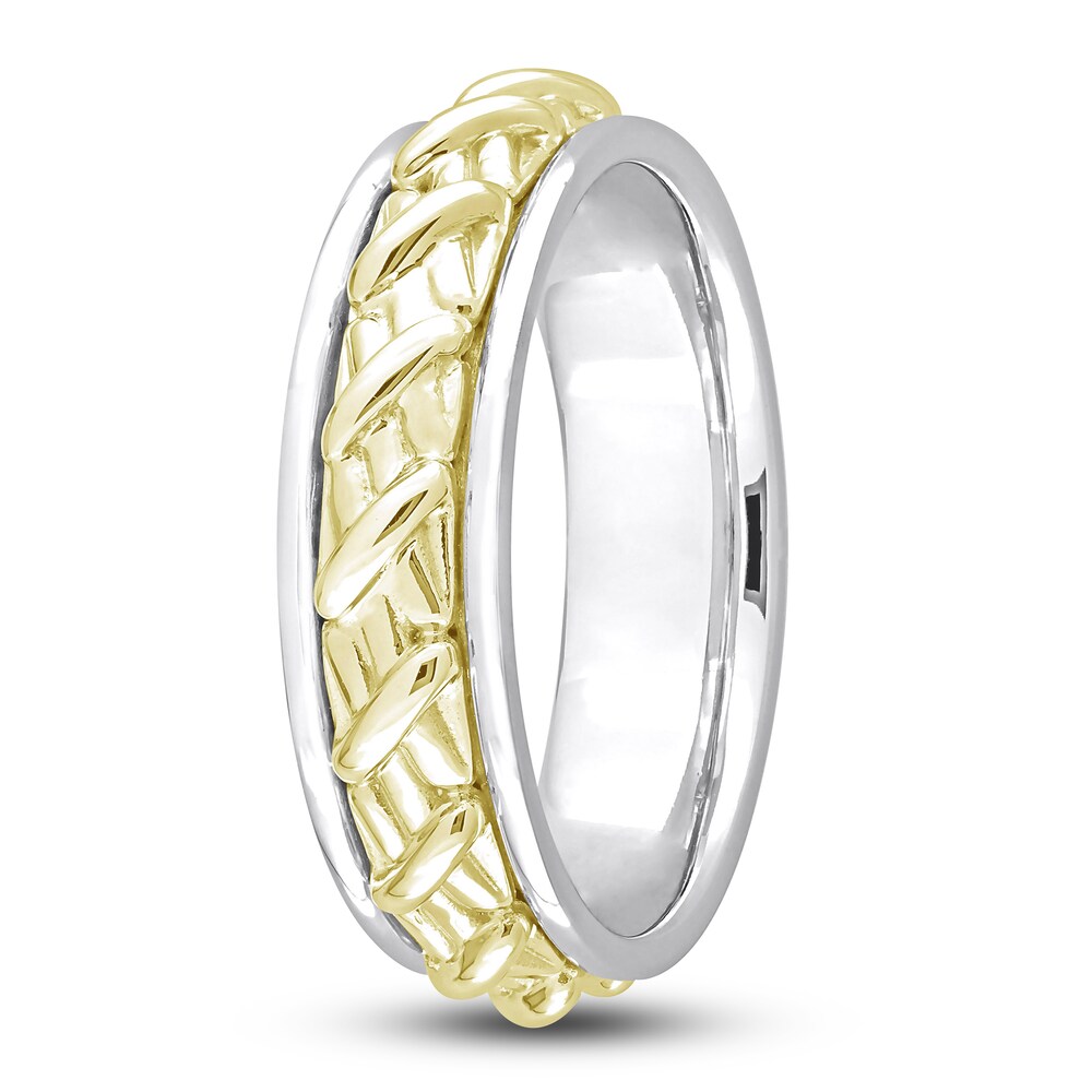 Men\'s Y-Knot Wedding Band 14K Two-Tone Gold 6.5mm dE8v8kY4