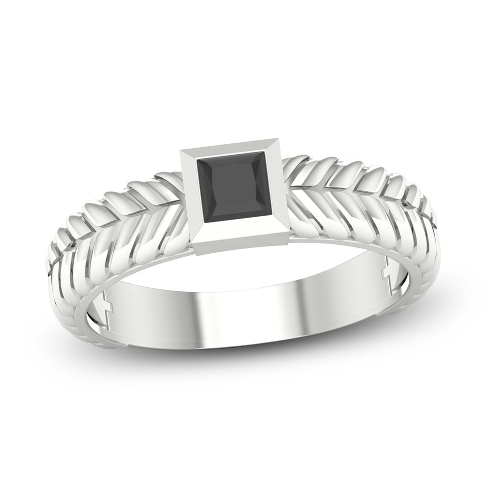 Men's Black Diamond Ring 1/2 ct tw Princess 10K White Gold dZWQx0ar