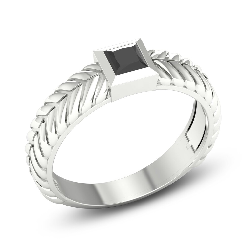 Men\'s Black Diamond Ring 1/2 ct tw Princess 10K White Gold dZWQx0ar