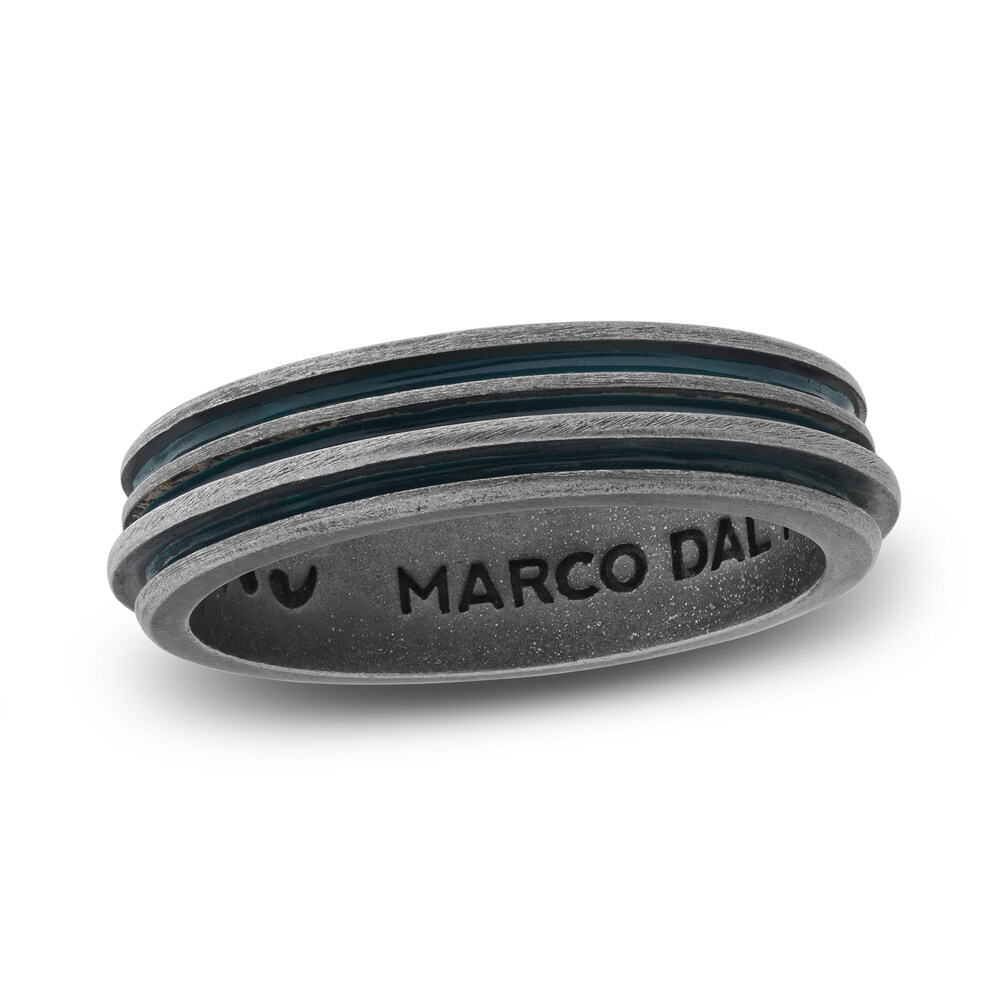 Marco Dal Maso Men\'s Acies Thin Ring Green Enamel Sterling Silver deIxQpHs
