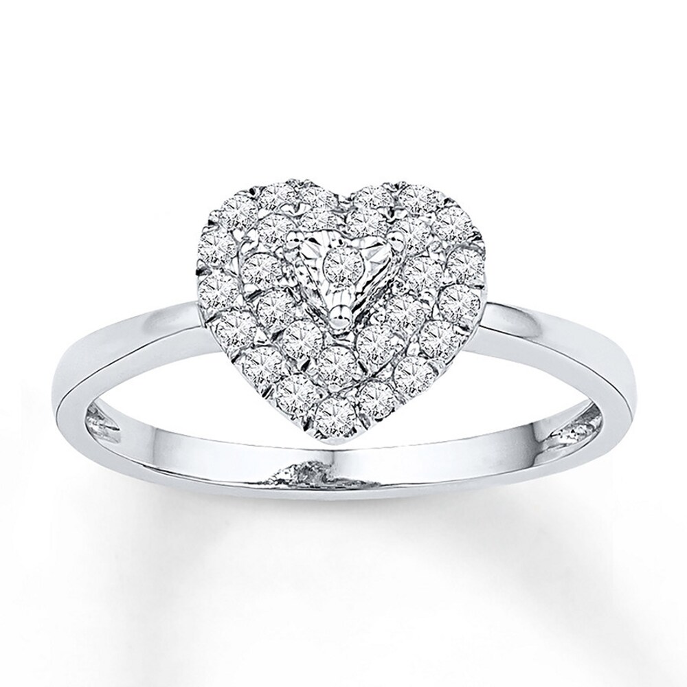 Diamond Heart Ring 1/4 ct tw Round-cut Sterling Silver dh7D00U6