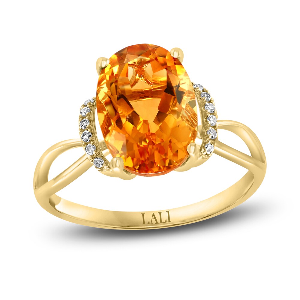 LALI Jewels Natural Citrine Ring 1/20 ct tw Diamonds 14K Yellow Gold dtRrOMuM