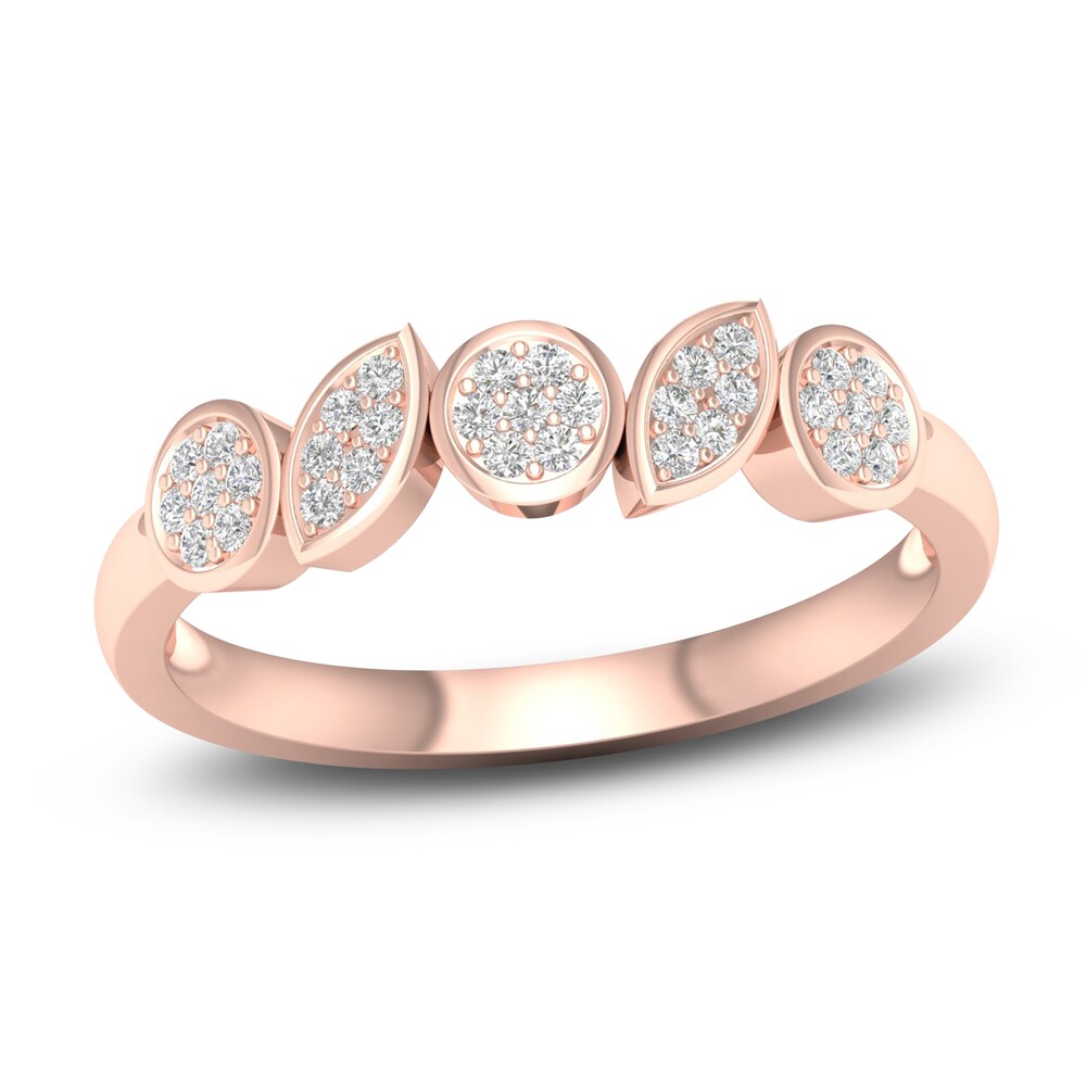 Diamond Wedding Band 1/10 ct tw Round 14K Rose Gold dx80LCSq