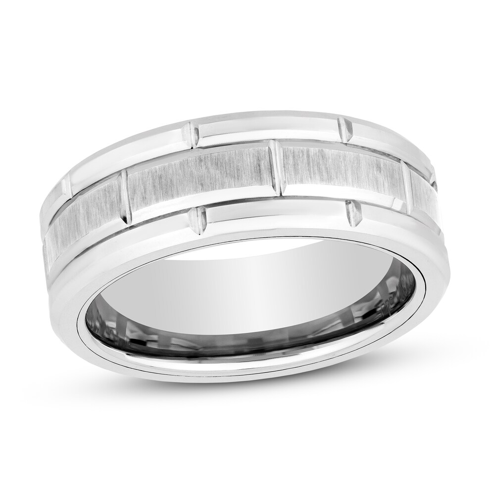 White Tungsten Carbide Wedding Band e3iskHpt