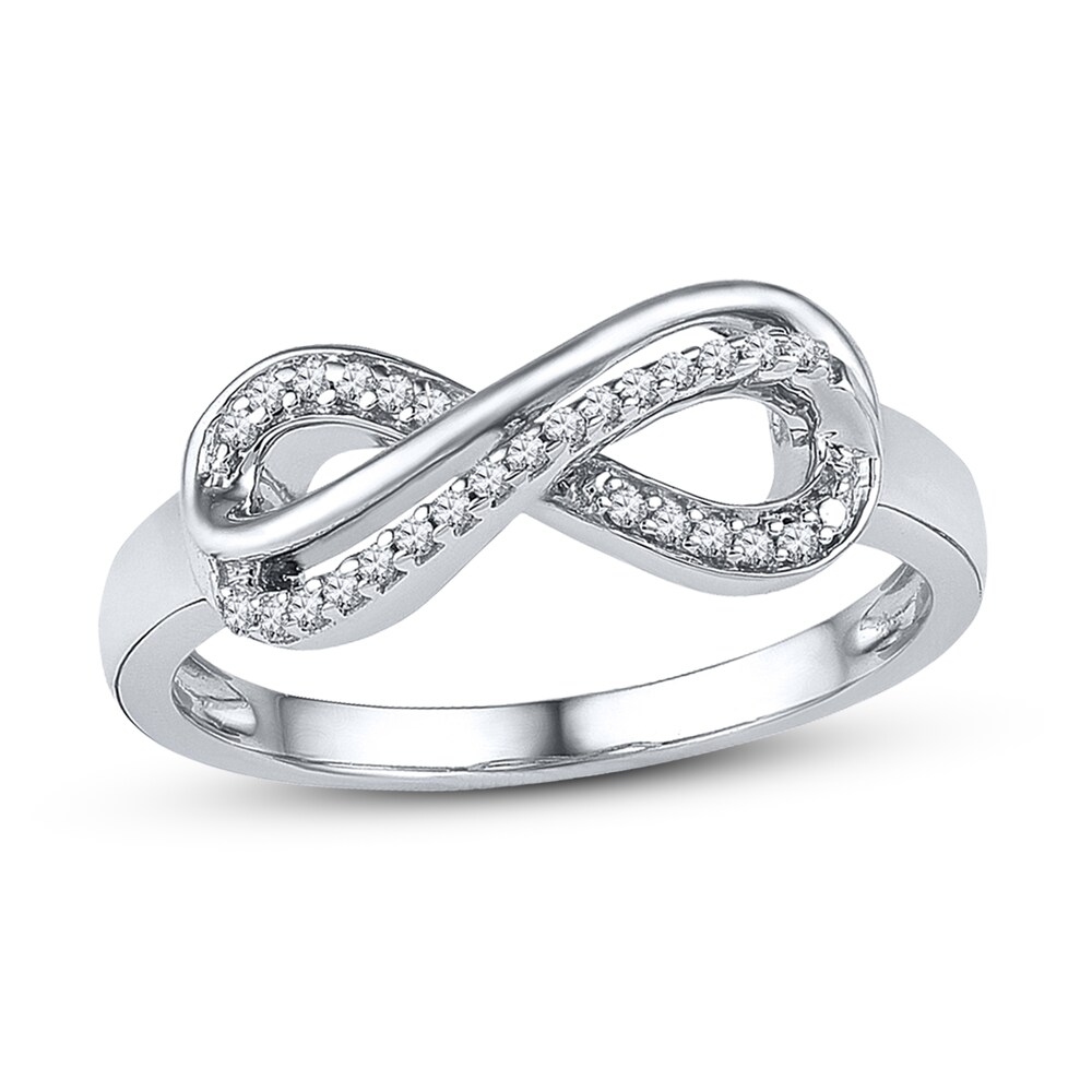 Diamond Infinity Ring 1/10 ct tw Round-cut 10K White Gold e5m4Y7Uw