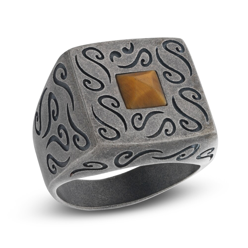 Marco Dal Maso Ara Men's Natural Tigers Eye Ring Sterling Silver e8sBL4t6