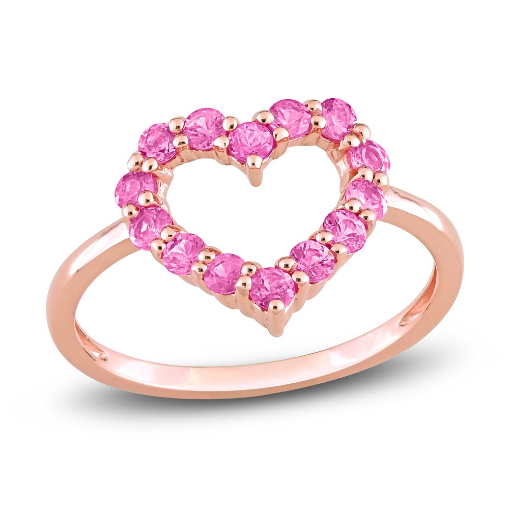 Natural Pink Sapphire Heart Ring 10K Rose Gold eWMJUWei