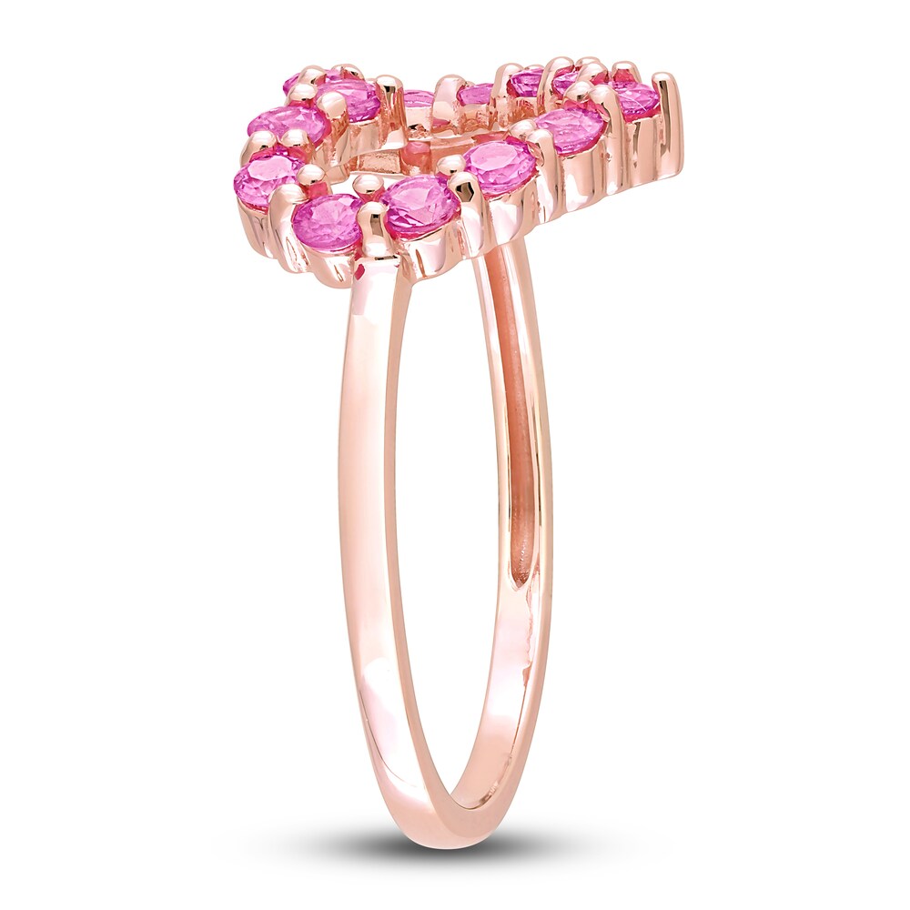 Natural Pink Sapphire Heart Ring 10K Rose Gold eWMJUWei