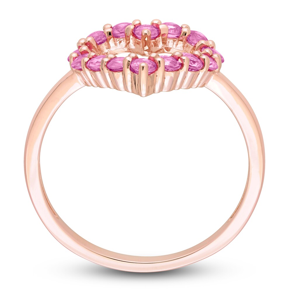 Natural Pink Sapphire Heart Ring 10K Rose Gold eWMJUWei