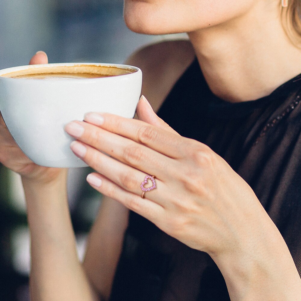 Natural Pink Sapphire Heart Ring 10K Rose Gold eWMJUWei