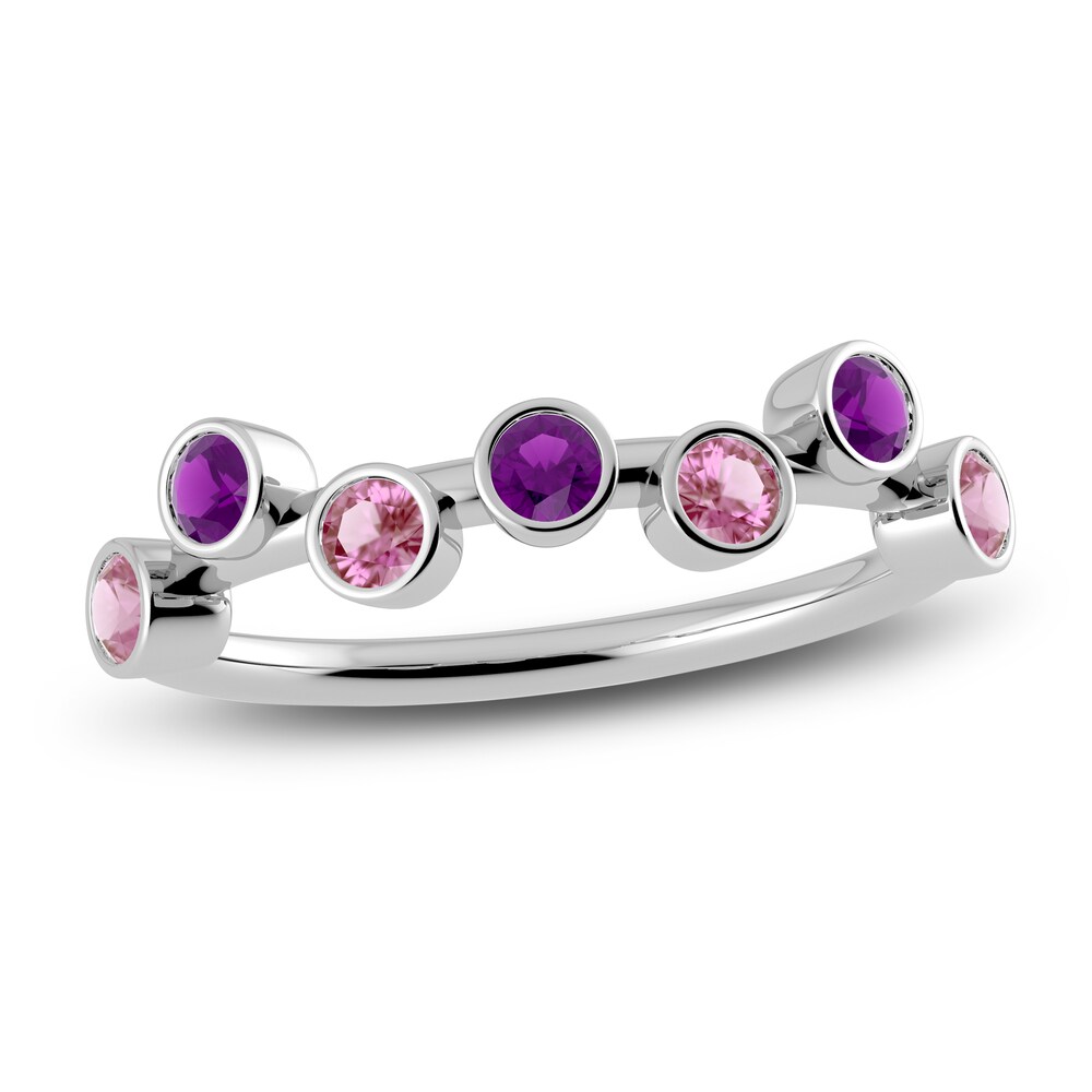 Juliette Maison Natural Pink Tourmaline & Natural Amethyst Ring 10K White Gold encxHUHQ