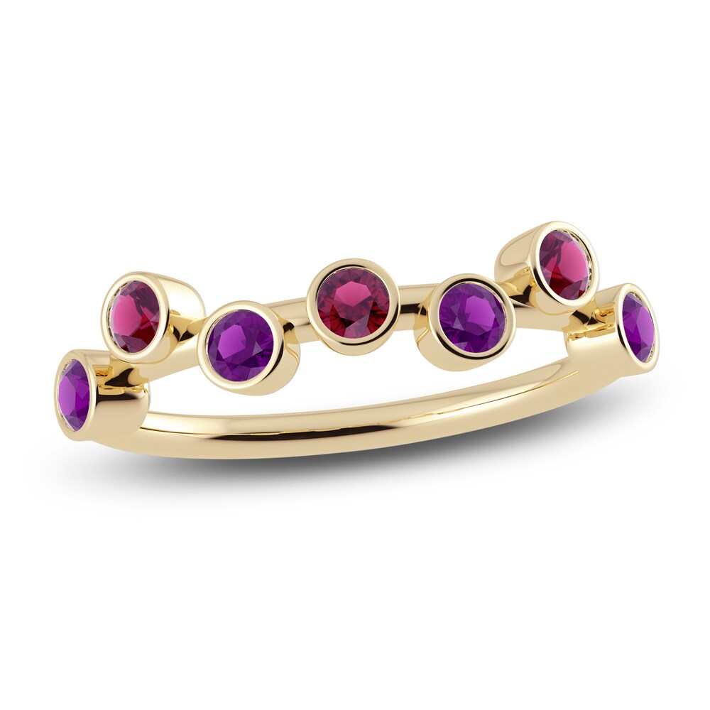 Juliette Maison Natural Rhodolite Garnet & Natural Amethyst Ring 10K Yellow Gold eouEfoYN