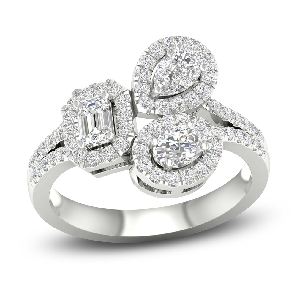 Lab-Created Diamond Ring 1 ct tw Oval/Emerald/Pear/Round 14K White Gold ewuuxOZm