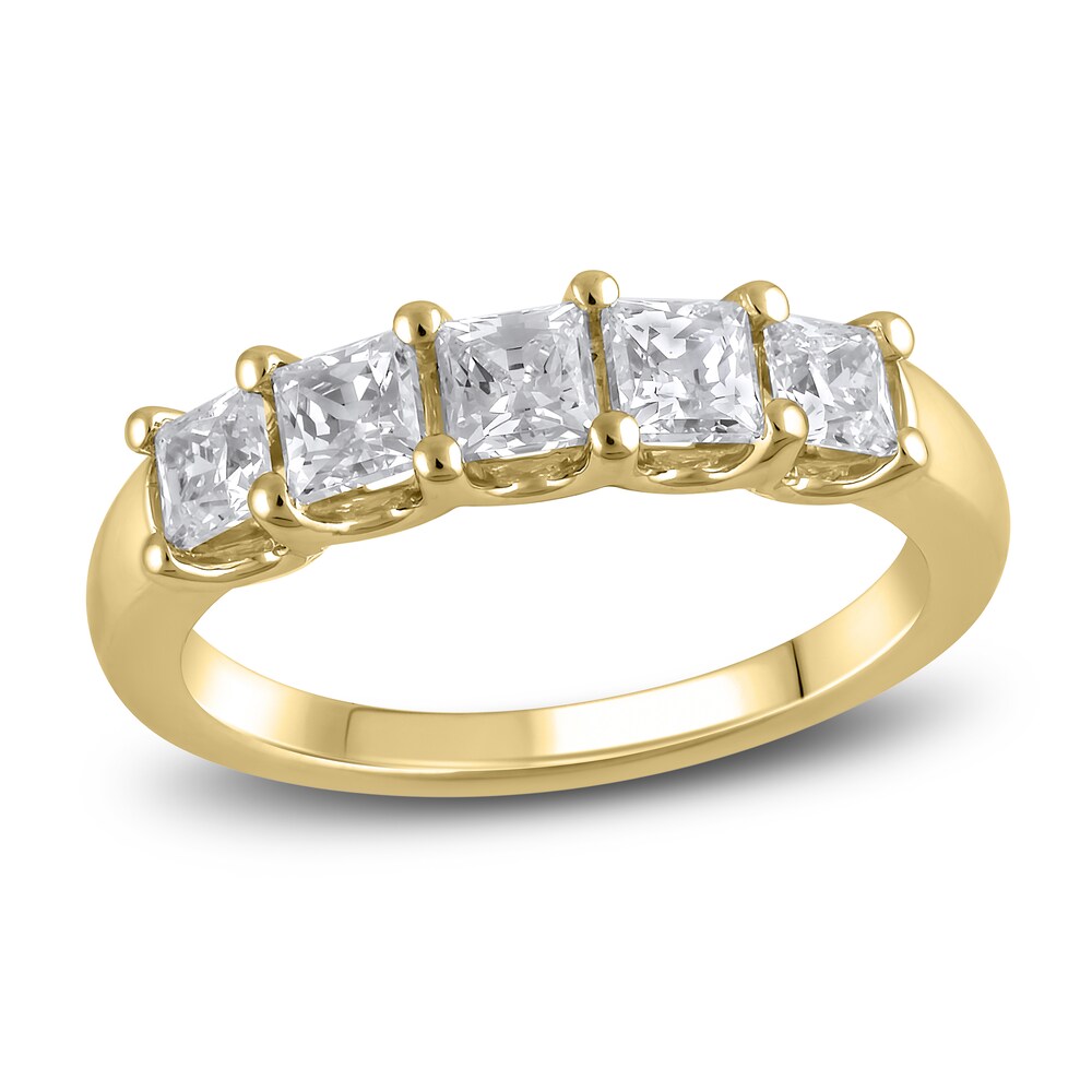 Lab-Created Diamond 5-Stone Anniversary Band 1-1/2 ct tw Princess 14K Yellow Gold f7s6xC3h