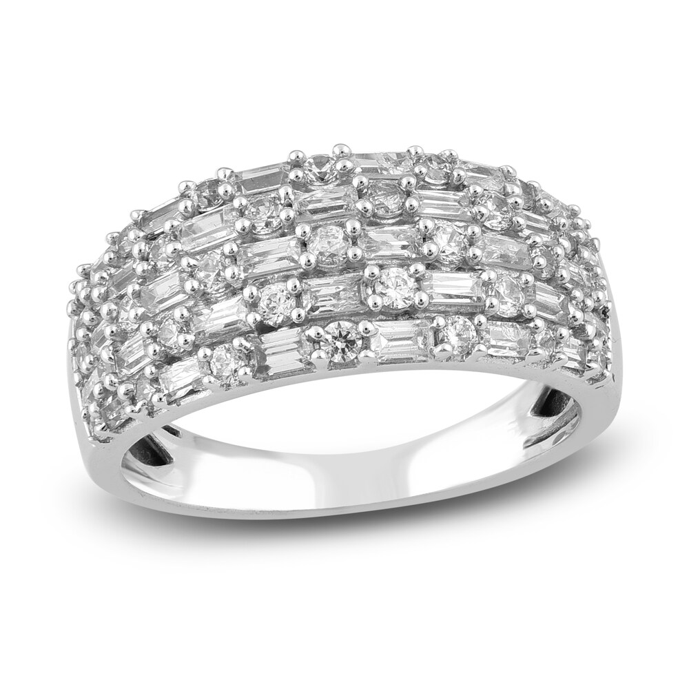 Diamond Anniversary Band 1 ct tw Round/Baguette 14K White Gold fCejmwBH