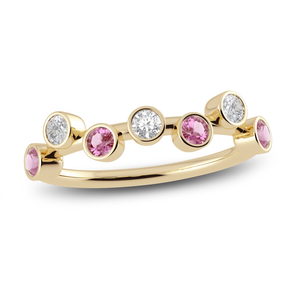 Juliette Maison Natural Pink Tourmaline & Natural White Sapphire Ring 10K Yellow Gold fKFaGhgG