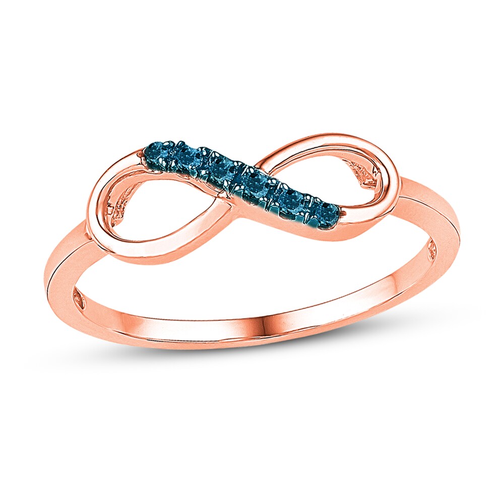 Infinity Symbol Ring 1/20 ct tw Blue Diamonds 10K Rose Gold fVH6Hb8R