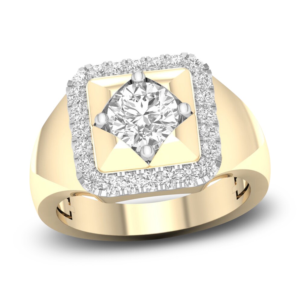 Men's Lab-Created Diamond Ring 2 ct tw Round 14K Yellow Gold fgGI2FAn