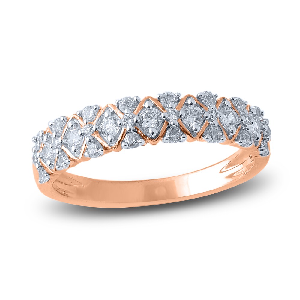 Diamond Multi-Row Anniversary Band 1/2 ct tw Round 14K Rose Gold fsRC9BEr