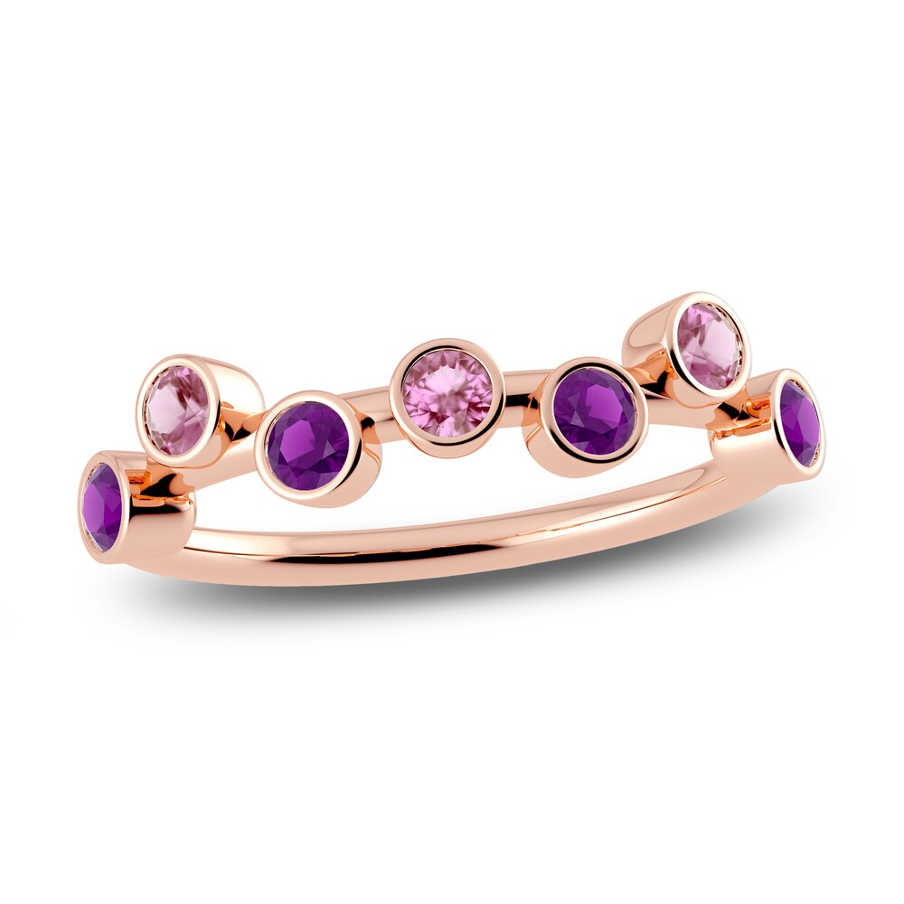 Juliette Maison Natural Amethyst & Natural Pink Tourmaline Ring 10K Rose Gold fxDrgc5I