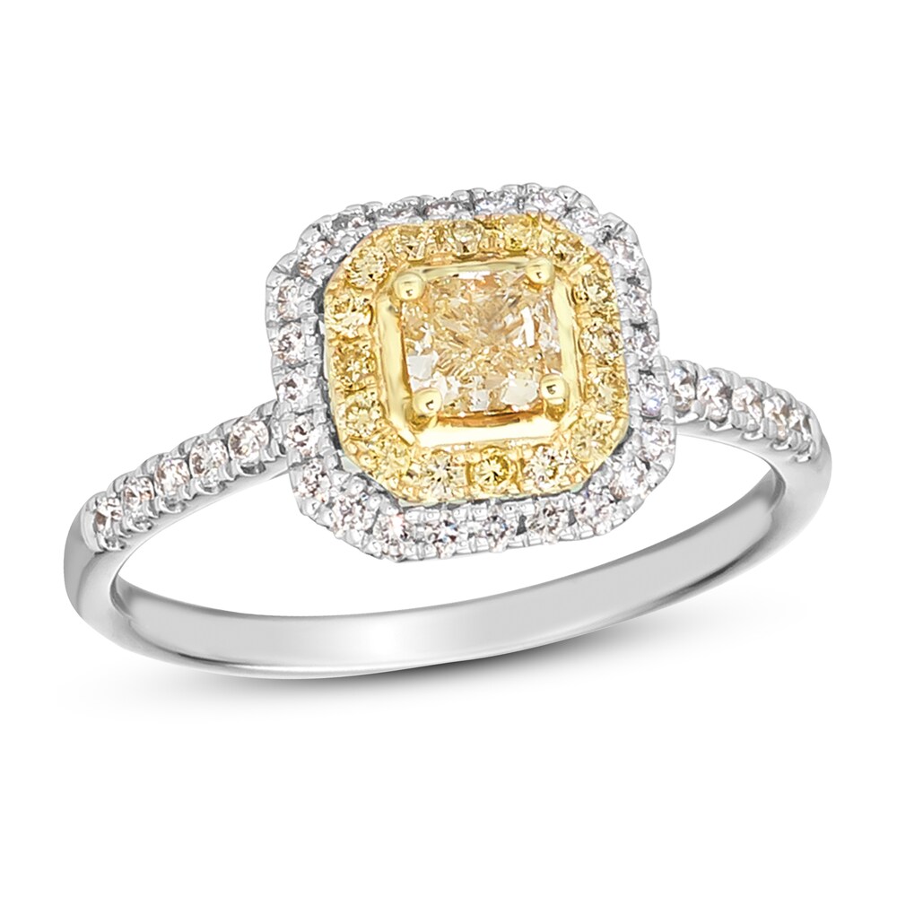Le Vian Sunny Yellow Diamond Ring 5/8 ct tw Cushion/Round 14K Two-Tone Gold g1mXdXIr
