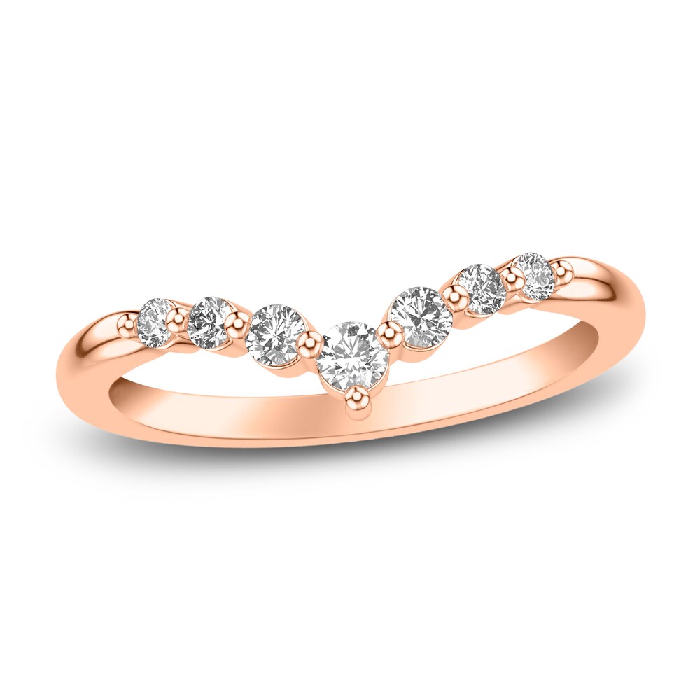 Diamond Chevron Wedding Band 1/4 ct tw Round 14K Rose Gold g1nqYXDx