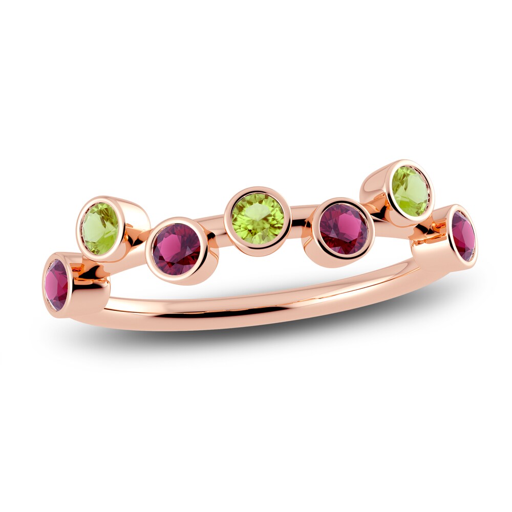 Juliette Maison Natural Peridot & Natural Rhodolite Garnet Ring 10K Rose Gold g4AXRXRg