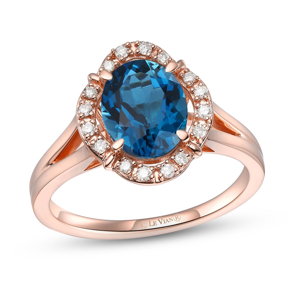 Le Vian Natural Blue Topaz Ring 1/6 ct tw Diamonds 14K Strawberry Gold g4WVIyAr