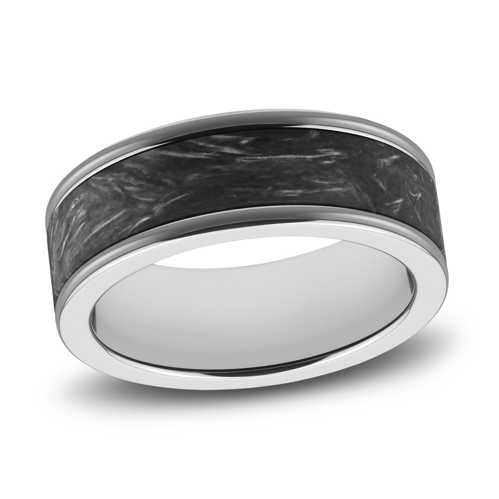 Men's Wedding Band Gray Tungsten 8.0mm g4eJftLe