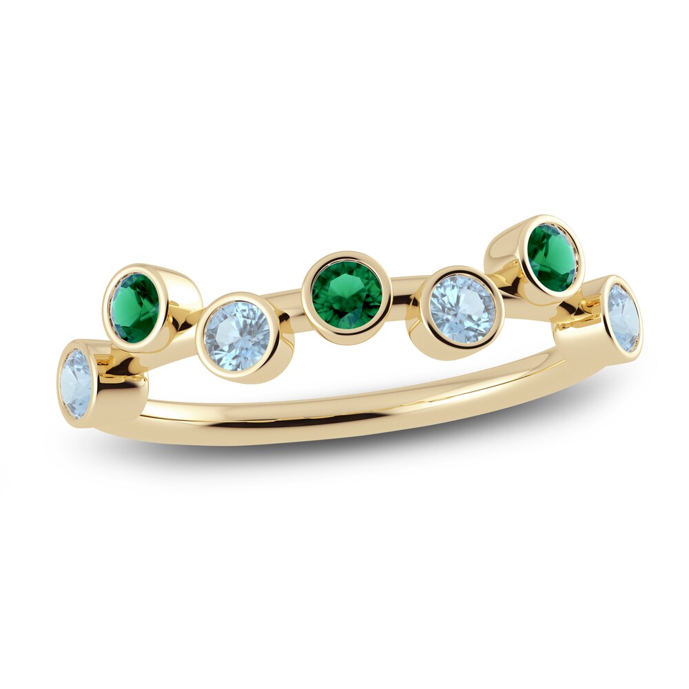 Juliette Maison Natural Aquamarine & Natural Emerald Ring 10K Yellow Gold g9jvs9fn