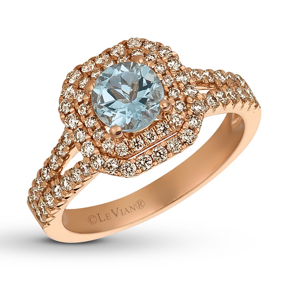 Le Vian Aquamarine Ring 3/4 ct tw Diamonds 14K Strawberry Gold g9zQYsh1