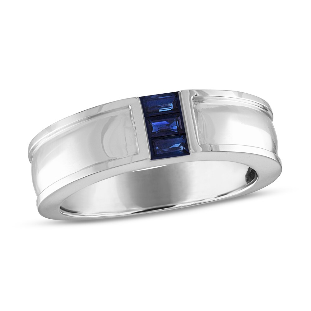 Vera Wang WISH Natural Blue Sapphire Men's Band 14K White Gold gAZSmGwF