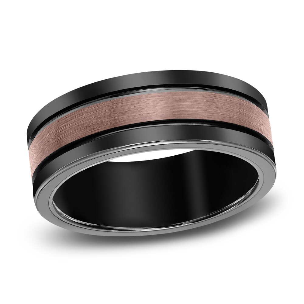 Men's Wedding Band Brown/Black Tungsten 8.0mm gCy2dYhx