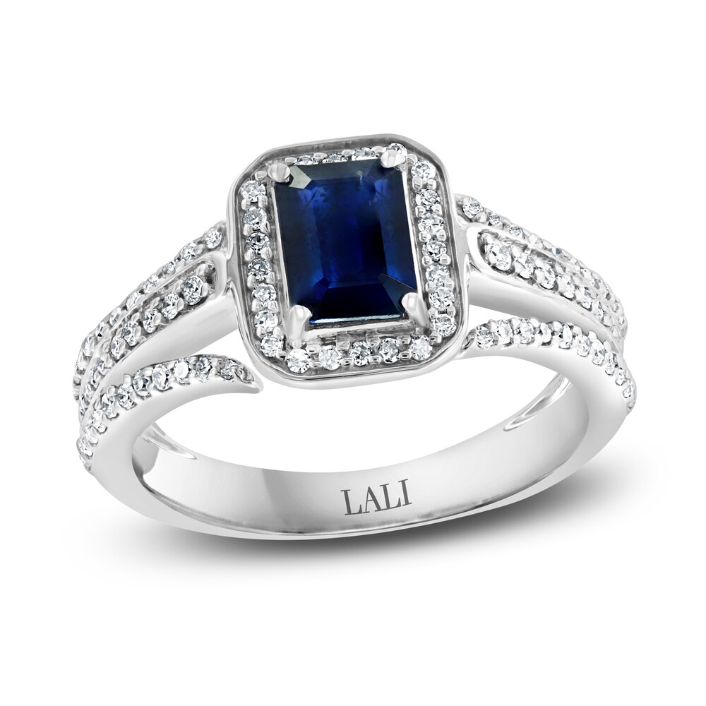 LALI Jewels Natural Blue Sapphire Ring 3/8 ct tw Diamonds 14K White Gold gI11sZoI