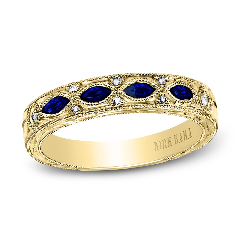 Kirk Kara Natural Blue Sapphire Anniversary Band Diamond Accents 18K Yellow Gold gLXZgpIE