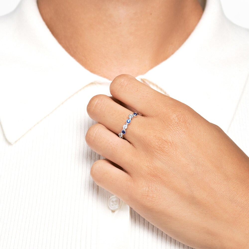 Juliette Maison Natural Emerald & Natural Blue Zircon Ring 10K White Gold gUxBkFNl