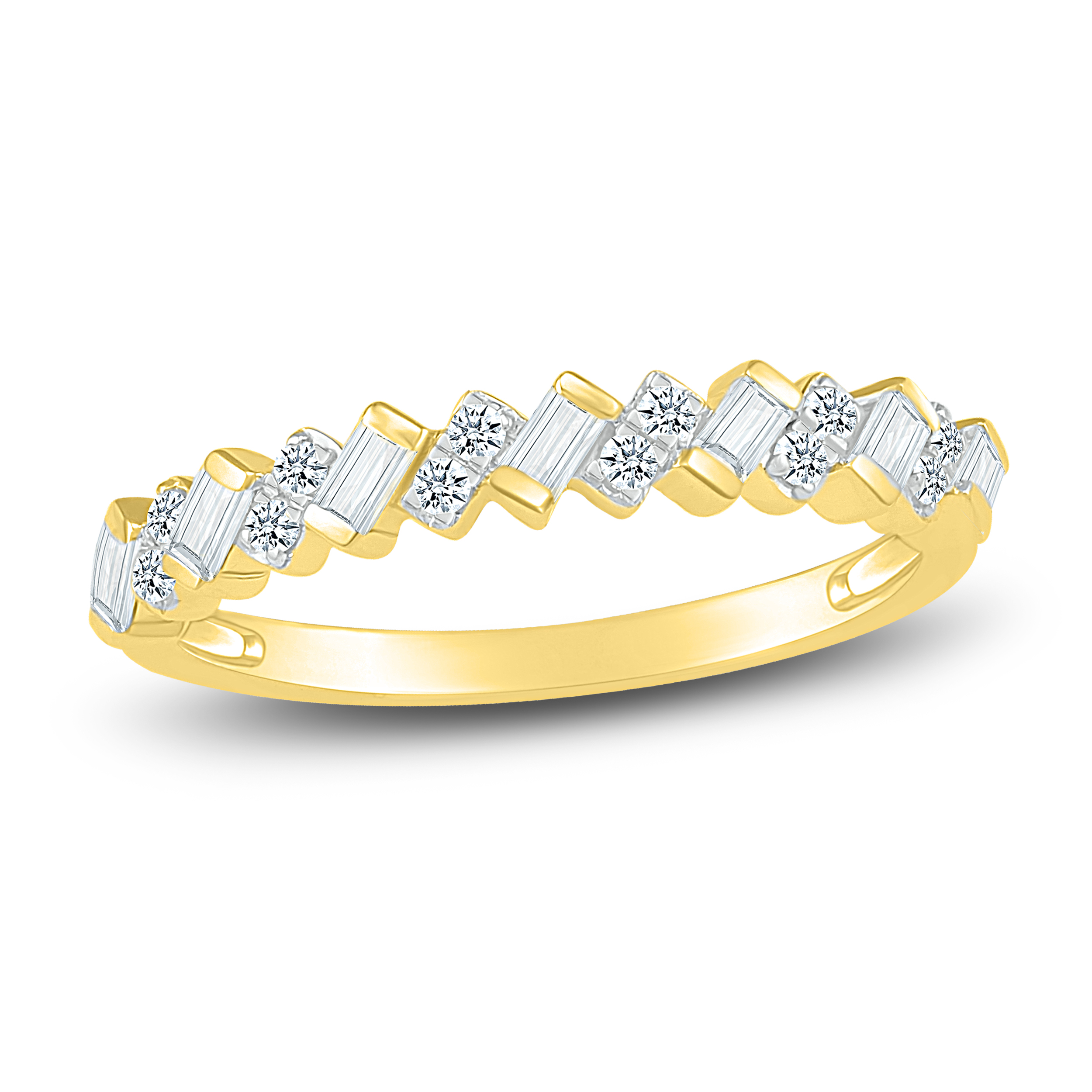 Diamond Anniversary Band 1/4 ct tw Round/Baguette 14K Yellow Gold gZsXeg2M