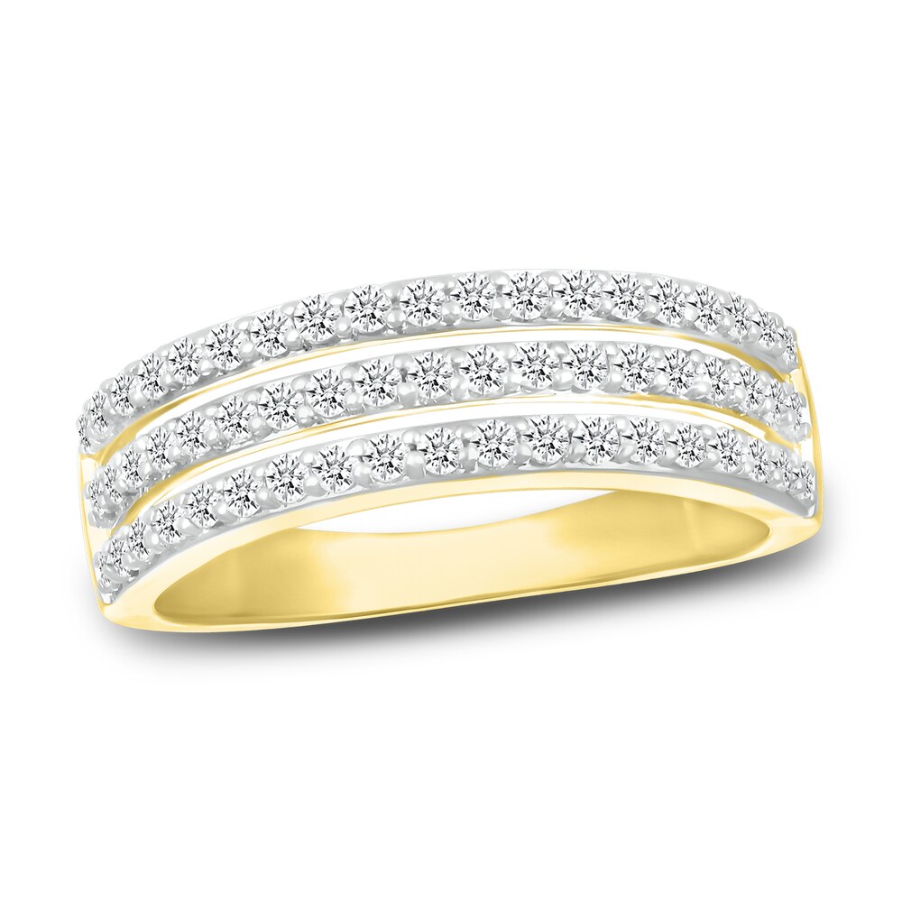 Diamond Triple Row Ring 1/2 ct tw Round 10K Yellow Gold gZslOTzj