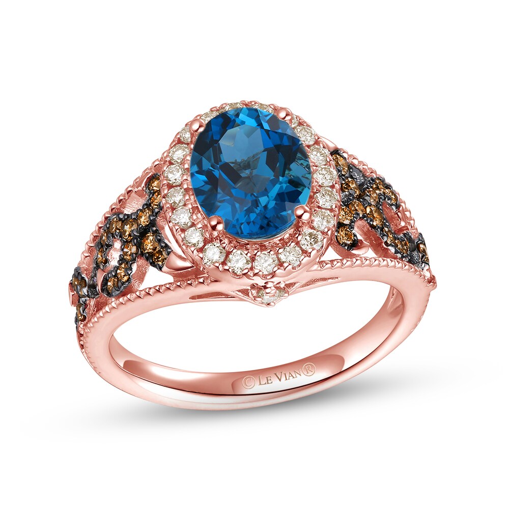 Le Vian Natural Blue Topaz Ring 1/2 ct tw Diamonds 14K Strawberry Gold gfpONMN0