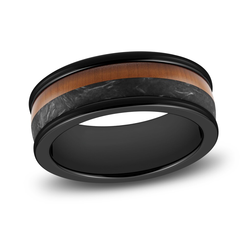Men's Wood Wedding Band Black Tungsten/Carbon Fiber 8.0mm ghfXtkK4