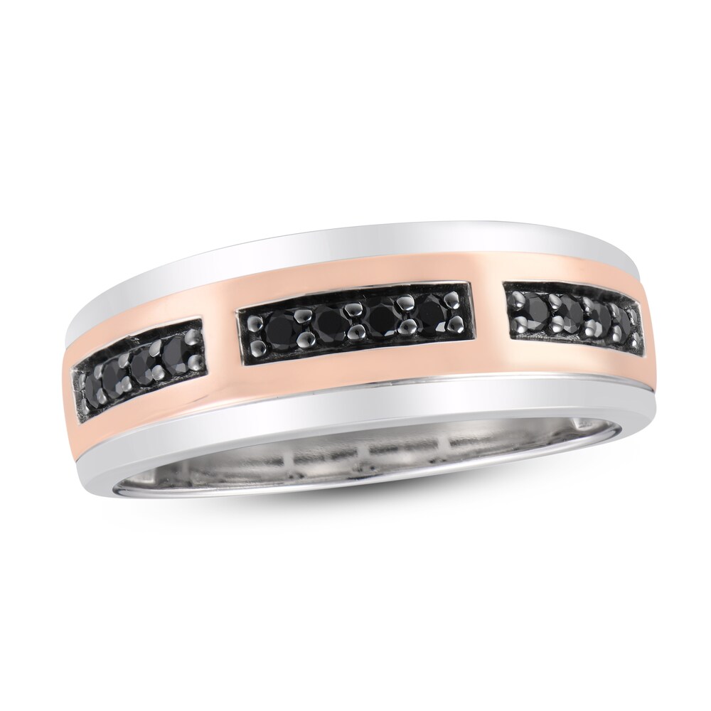 Black Diamond Wedding Band 1/4 ct tw Round 10K Two-Tone Gold gqAy1J4Z