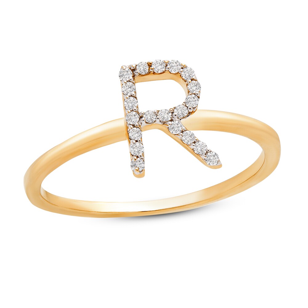 Diamond Letter R Ring 1/10 ct tw Round 10K Yellow Gold gznzxqwy